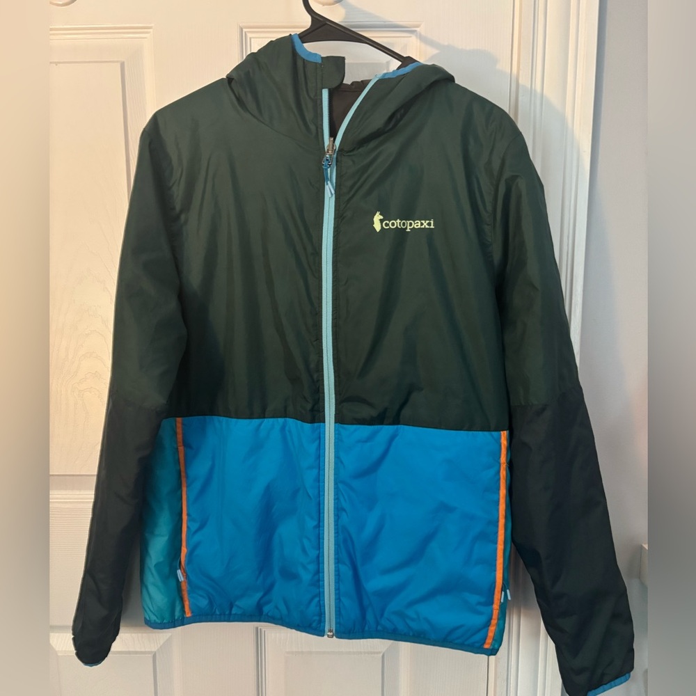 Cotopaxi Women’s Colorblock Hooded Reversible Jacket - Dark Green & Teal Size M